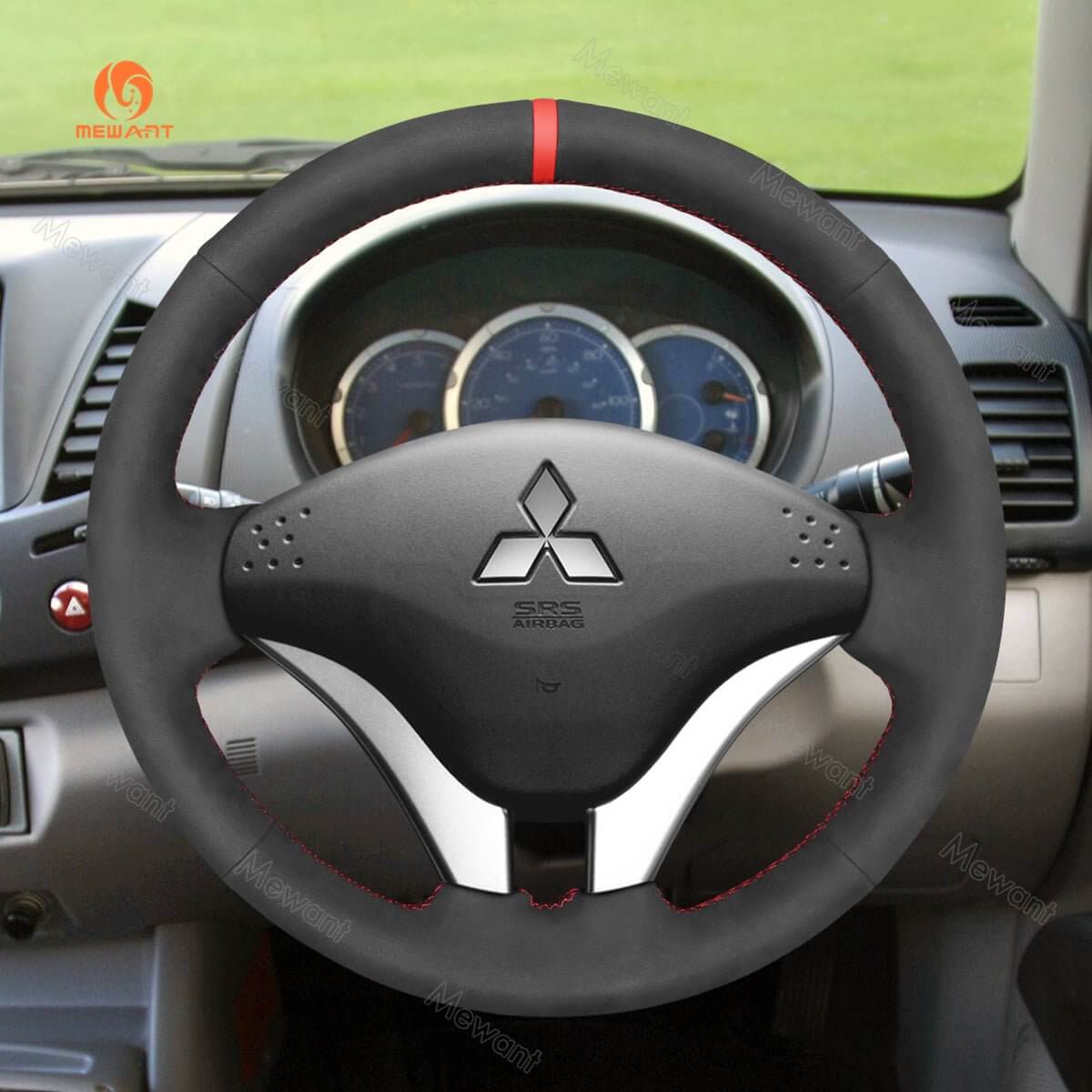 MEWANT Steering Wheel Cover for Mitsubishi L200 Triton 2006 - 2015 - Alcantara, Leather, Carbon Fiber, Easy Install, Non - Slip, Best Steering Wheel Cover