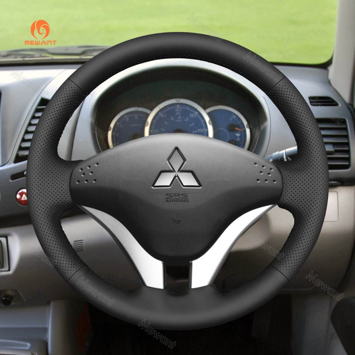 MEWANT Steering Wheel Cover for Mitsubishi L200 Triton 2006 - 2015 - Alcantara, Leather, Carbon Fiber, Easy Install, Non - Slip, Best Steering Wheel Cover
