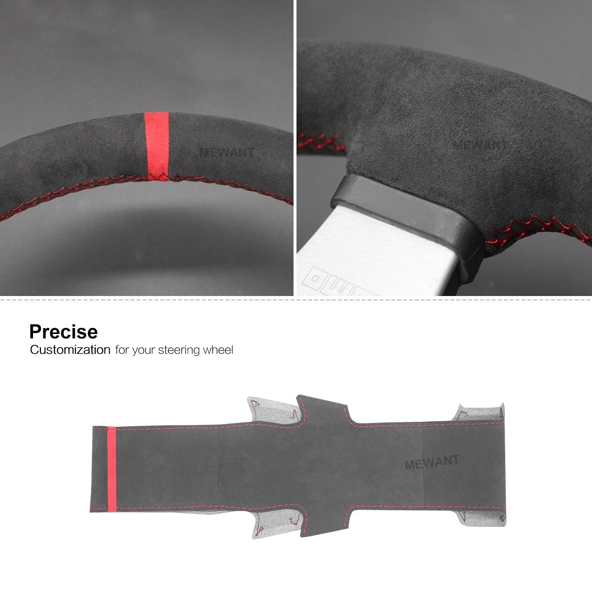 MEWANT Steering Wheel Cover for Mitsubishi Lancer Evolution EVO IX 9 VIII 8 VII 7 2001 - 2007 - Alcantara, Leather, Carbon Fiber, Easy Install, Non - Slip, Best Steering Wheel Cover