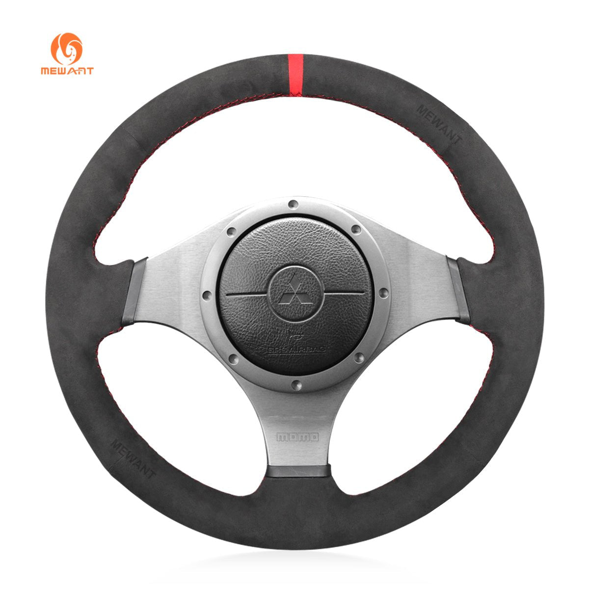 MEWANT Steering Wheel Cover for Mitsubishi Lancer Evolution EVO IX 9 VIII 8 VII 7 2001 - 2007 - Alcantara, Leather, Carbon Fiber, Easy Install, Non - Slip, Best Steering Wheel Cover