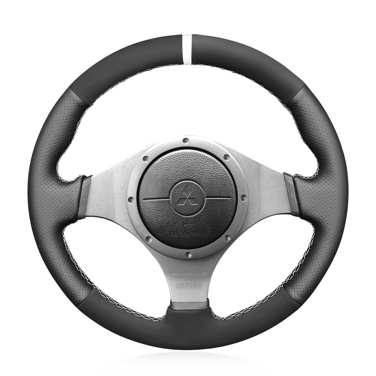 MEWANT Steering Wheel Cover for Mitsubishi Lancer Evolution EVO IX 9 VIII 8 VII 7 2001 - 2007 - Alcantara, Leather, Carbon Fiber, Easy Install, Non - Slip, Best Steering Wheel Cover