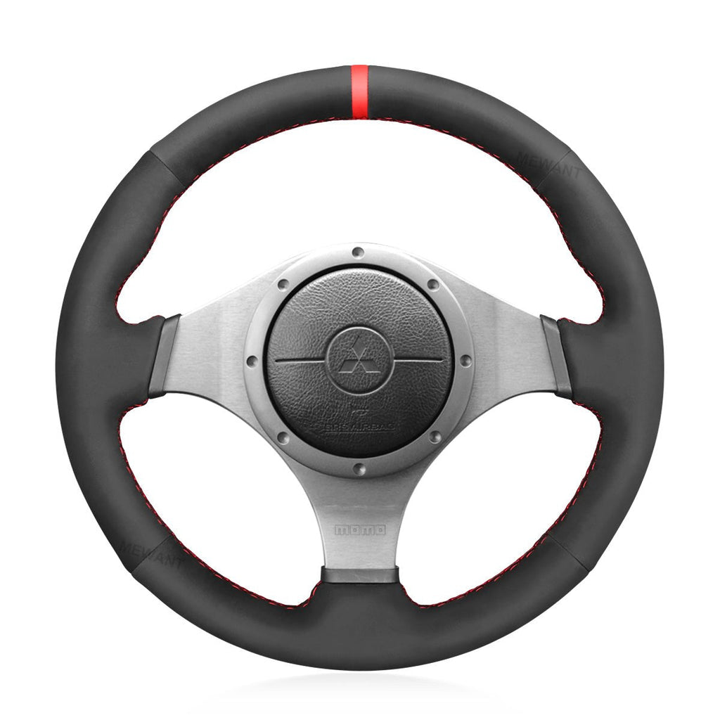 MEWANT Steering Wheel Cover for Mitsubishi Lancer Evolution EVO IX 9 VIII 8 VII 7 2001 - 2007 - Alcantara, Leather, Carbon Fiber, Easy Install, Non - Slip, Best Steering Wheel Cover