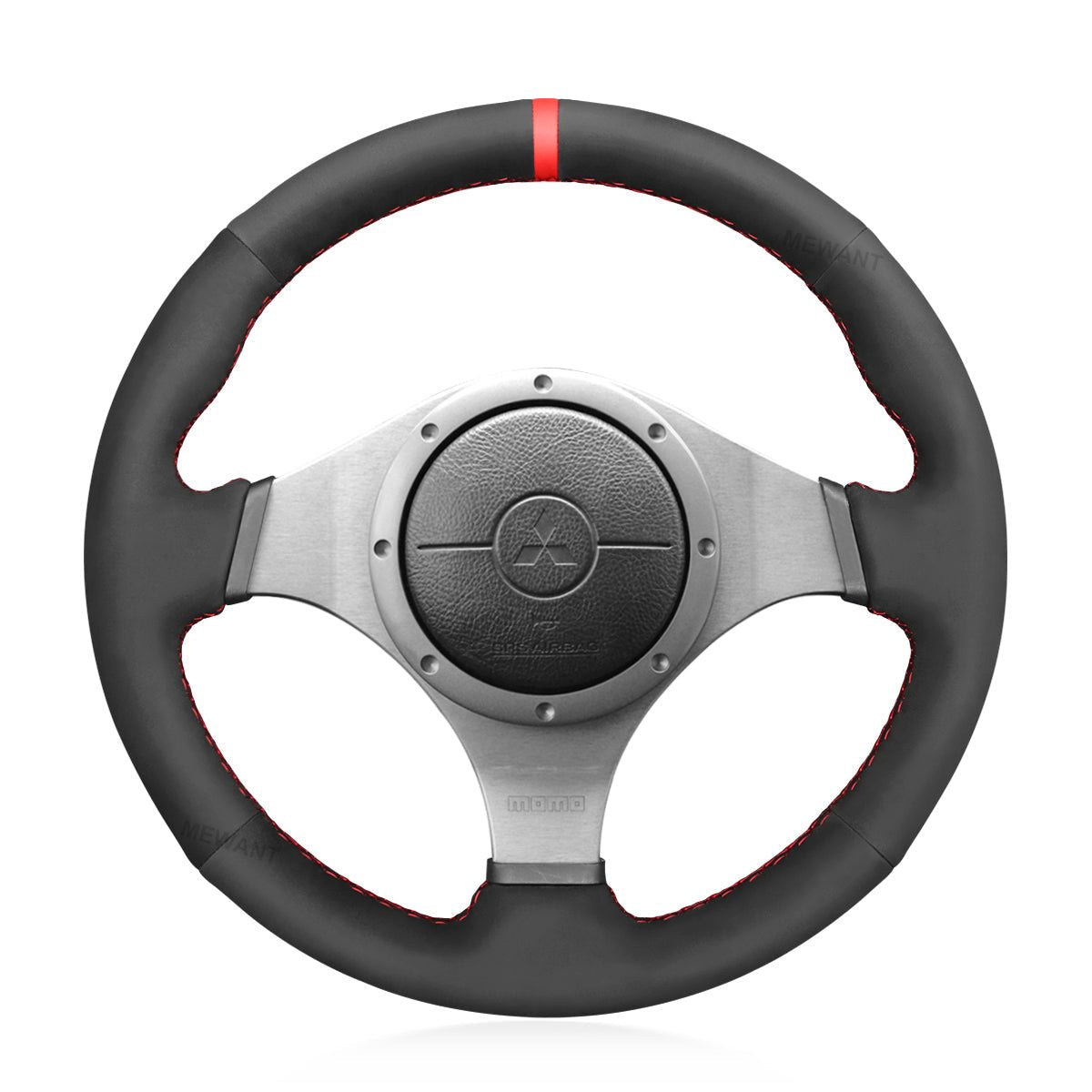 MEWANT Steering Wheel Cover for Mitsubishi Lancer Evolution EVO IX 9 VIII 8 VII 7 2001 - 2007 - Alcantara, Leather, Carbon Fiber, Easy Install, Non - Slip, Best Steering Wheel Cover