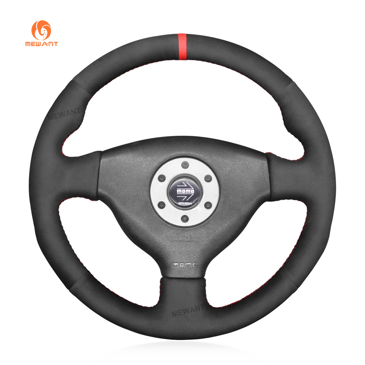 MEWANT Steering Wheel Cover for Mitsubishi Lancer Evolution EVO VI6 V5 IV 4 1996 - 2000 - Alcantara, Leather, Carbon Fiber, Easy Install, Non - Slip, Best Steering Wheel Cover
