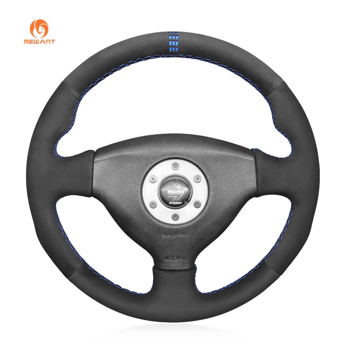 MEWANT Steering Wheel Cover for Mitsubishi Lancer Evolution EVO VI6 V5 IV 4 1996 - 2000 - Alcantara, Leather, Carbon Fiber, Easy Install, Non - Slip, Best Steering Wheel Cover