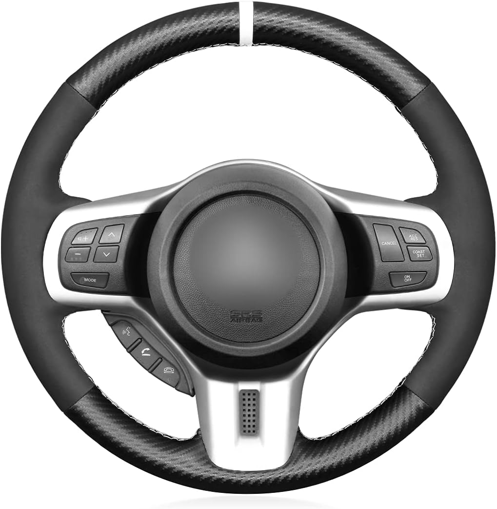 MEWANT Steering Wheel Cover for Mitsubishi Lancer Evolution EVO X10 2008 - 2015 - Alcantara, Leather, Carbon Fiber, Easy Install, Non - Slip, Best Steering Wheel Cover