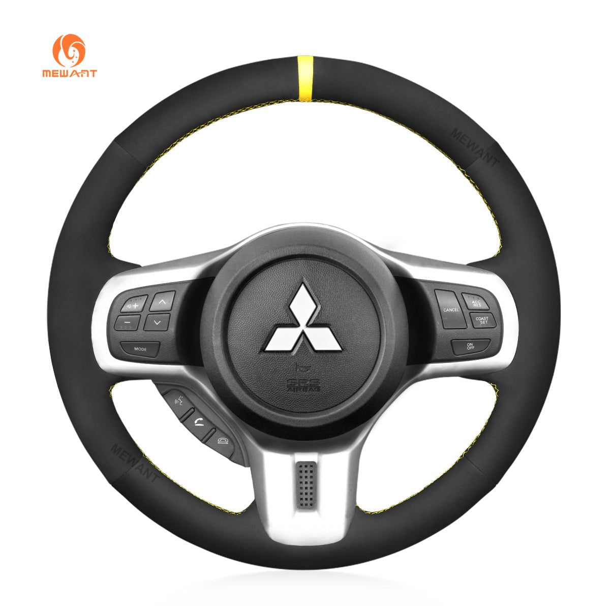 MEWANT Steering Wheel Cover for Mitsubishi Lancer Evolution EVO X10 2008 - 2015 - Alcantara, Leather, Carbon Fiber, Easy Install, Non - Slip, Best Steering Wheel Cover