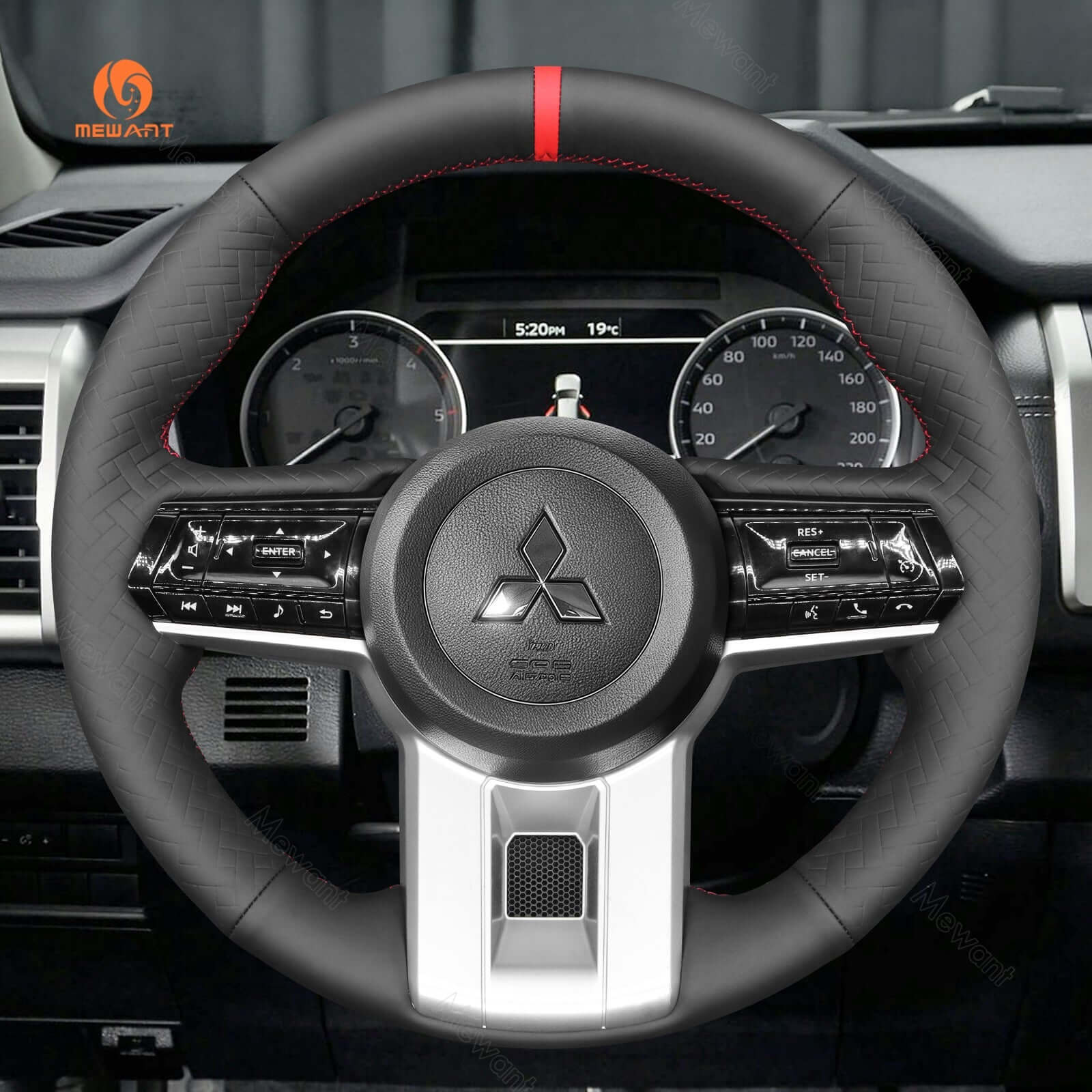 MEWANT Steering Wheel Cover for Mitsubishi Triton L200 Montero Pajero 2025 - Alcantara, Leather, Carbon Fiber, Easy Install, Non - Slip, Best Steering Wheel Cover