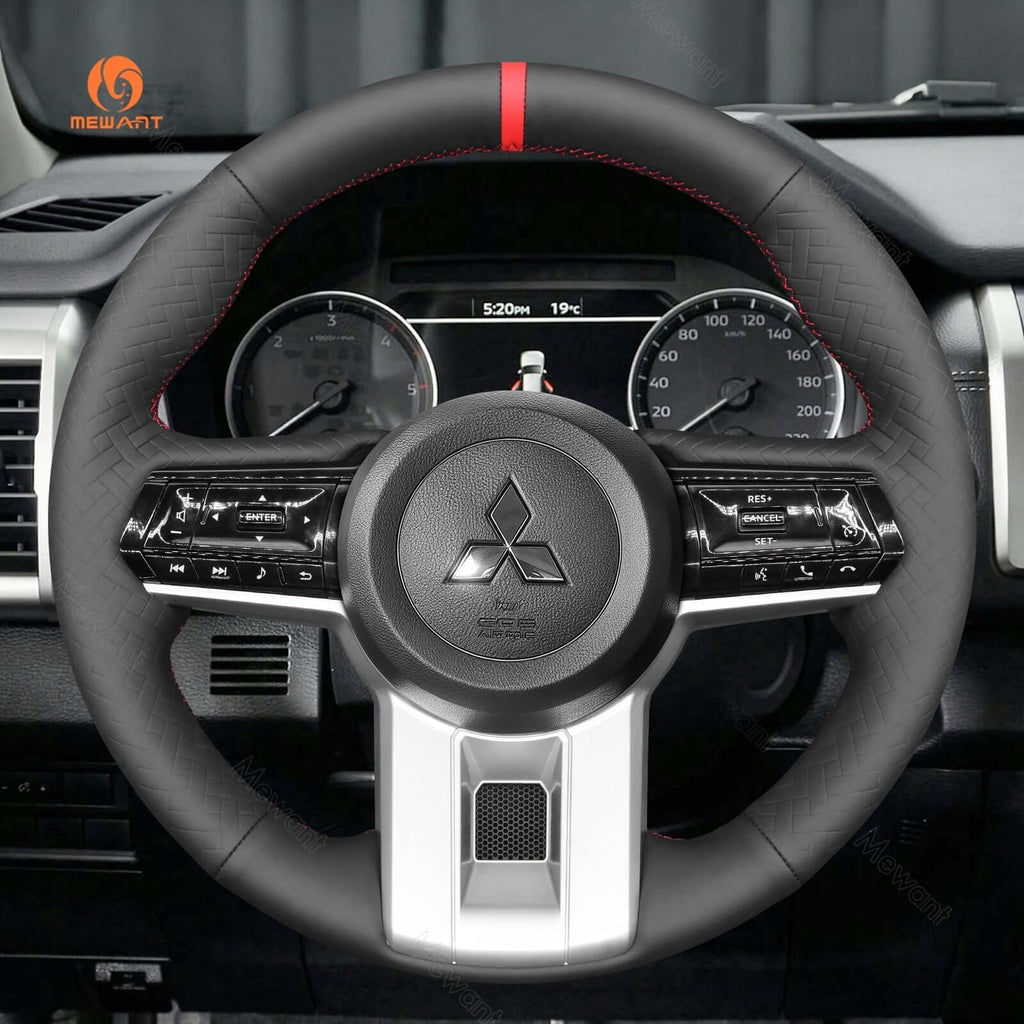 MEWANT Steering Wheel Cover for Mitsubishi Triton L200 Montero Pajero 2025 - Alcantara, Leather, Carbon Fiber, Easy Install, Non - Slip, Best Steering Wheel Cover