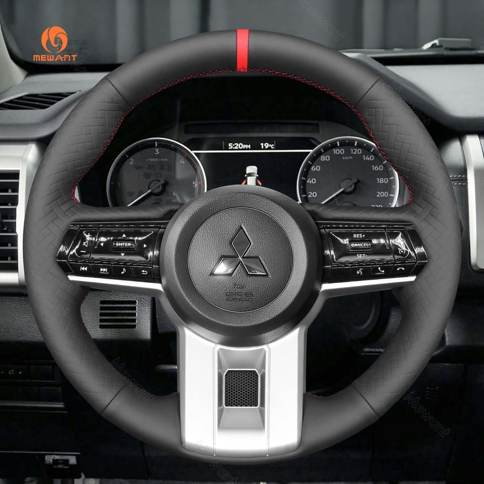MEWANT Steering Wheel Cover for Mitsubishi Triton L200 Montero Pajero 2025 - Alcantara, Leather, Carbon Fiber, Easy Install, Non - Slip, Best Steering Wheel Cover