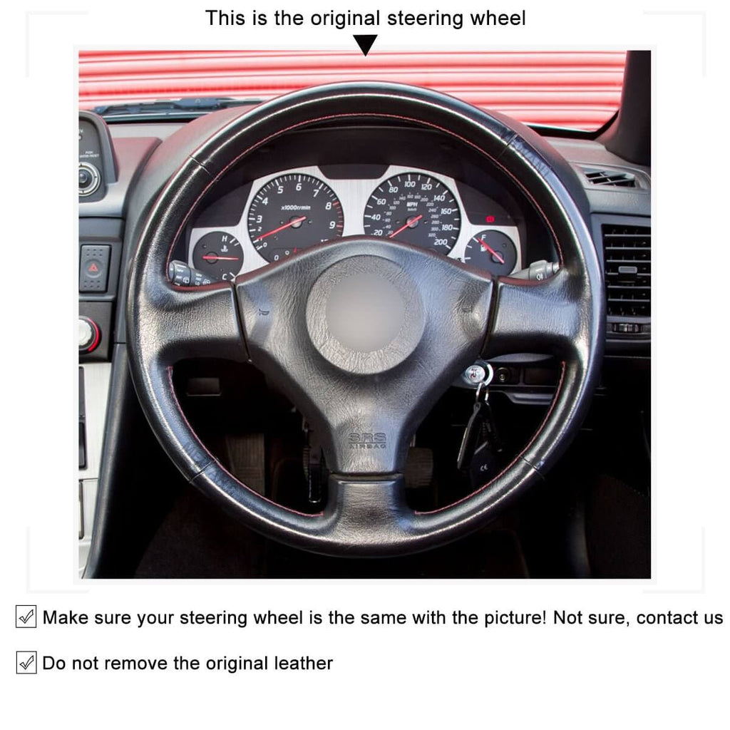 MEWANT Steering Wheel Cover for Nissan 200SX S15 Silvia Skyline R34 GTR GT - R 1998 - 2001 - Alcantara, Leather, Carbon Fiber, Easy Install, Non - Slip, Best Steering Wheel Cover