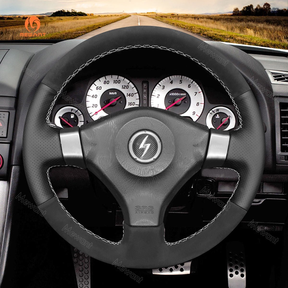 MEWANT Steering Wheel Cover for Nissan 200SX S15 Silvia Skyline R34 GTR GT - R 1998 - 2002 - Alcantara, Leather, Carbon Fiber, Easy Install, Non - Slip, Best Steering Wheel Cover