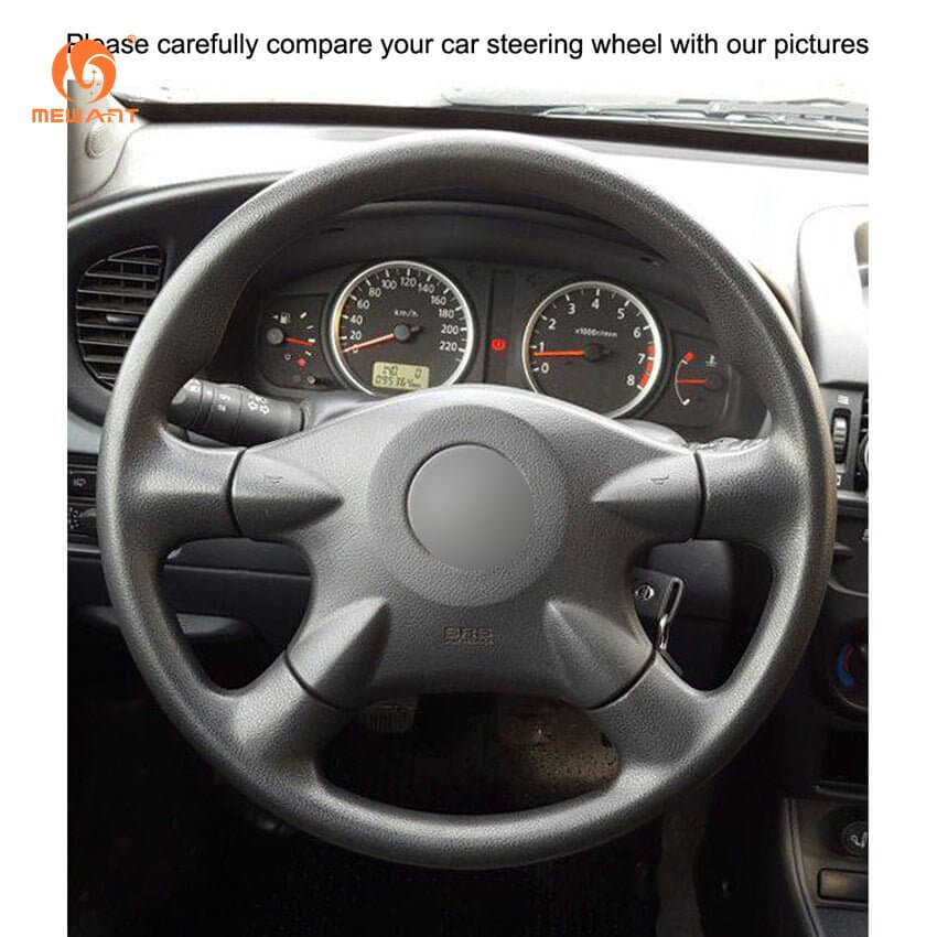 MEWANT Steering Wheel Cover for Nissan Almera N16 Tino X - Trail T30 Primera P12 Terrano 2 Serena Pathfinder Bluebird Sylphy avan Expert 2002 - 2007 - Alcantara, Leather, Carbon Fiber, Easy Install, Non - Slip, Best Steering Wheel Cover