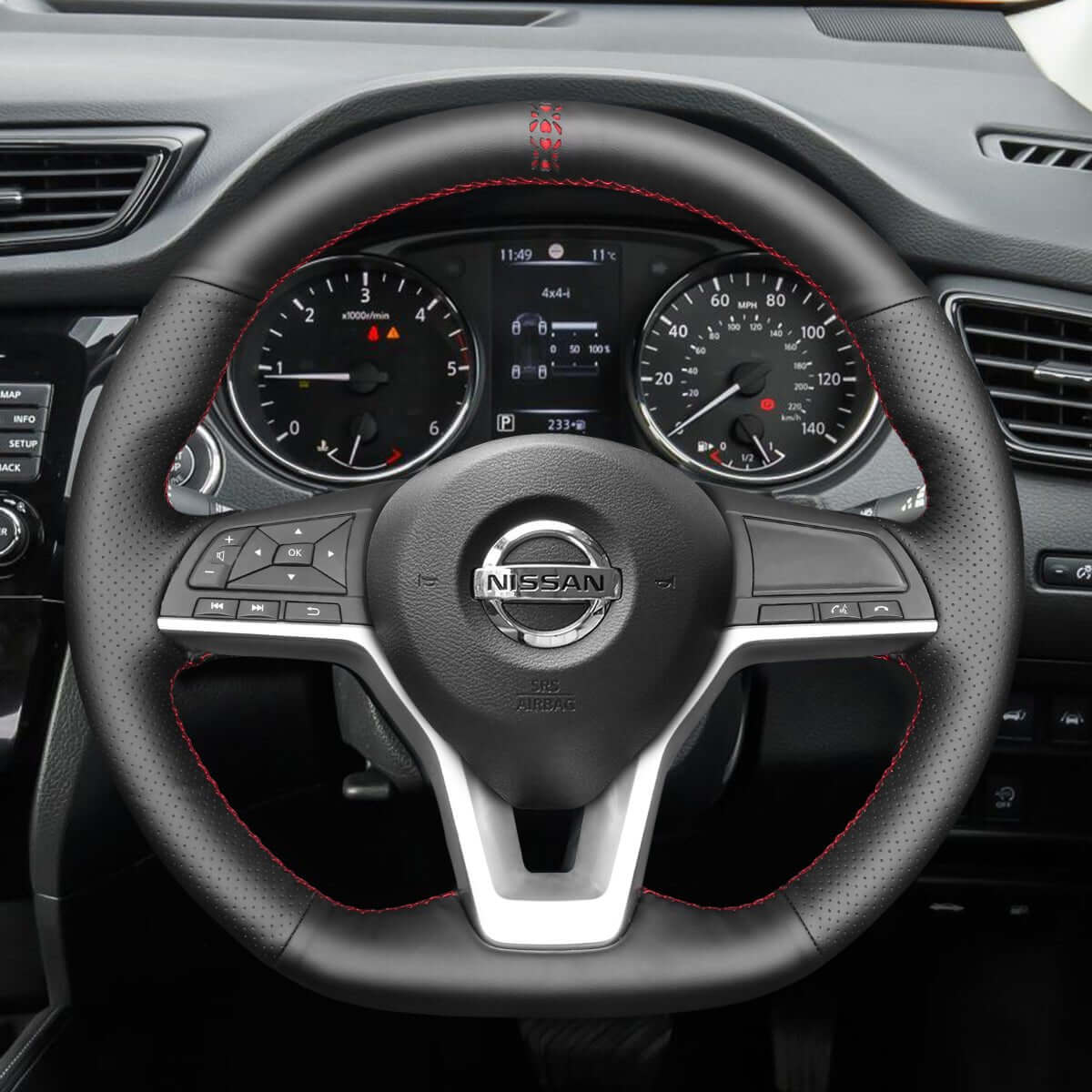 MEWANT Steering Wheel Cover for Nissan Altima Kicks Leaf Rogue Sentra Versa 2017 - 2022 - Alcantara, Leather, Carbon Fiber, Easy Install, Non - Slip, Best Steering Wheel Cover