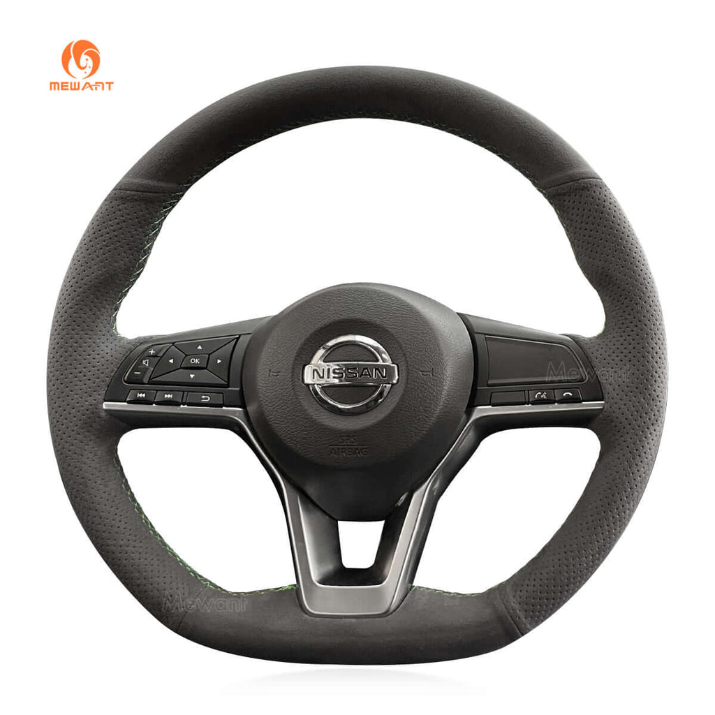 MEWANT Steering Wheel Cover for Nissan Altima Kicks Leaf Rogue Sentra Versa 2017 - 2022 - Alcantara, Leather, Carbon Fiber, Easy Install, Non - Slip, Best Steering Wheel Cover
