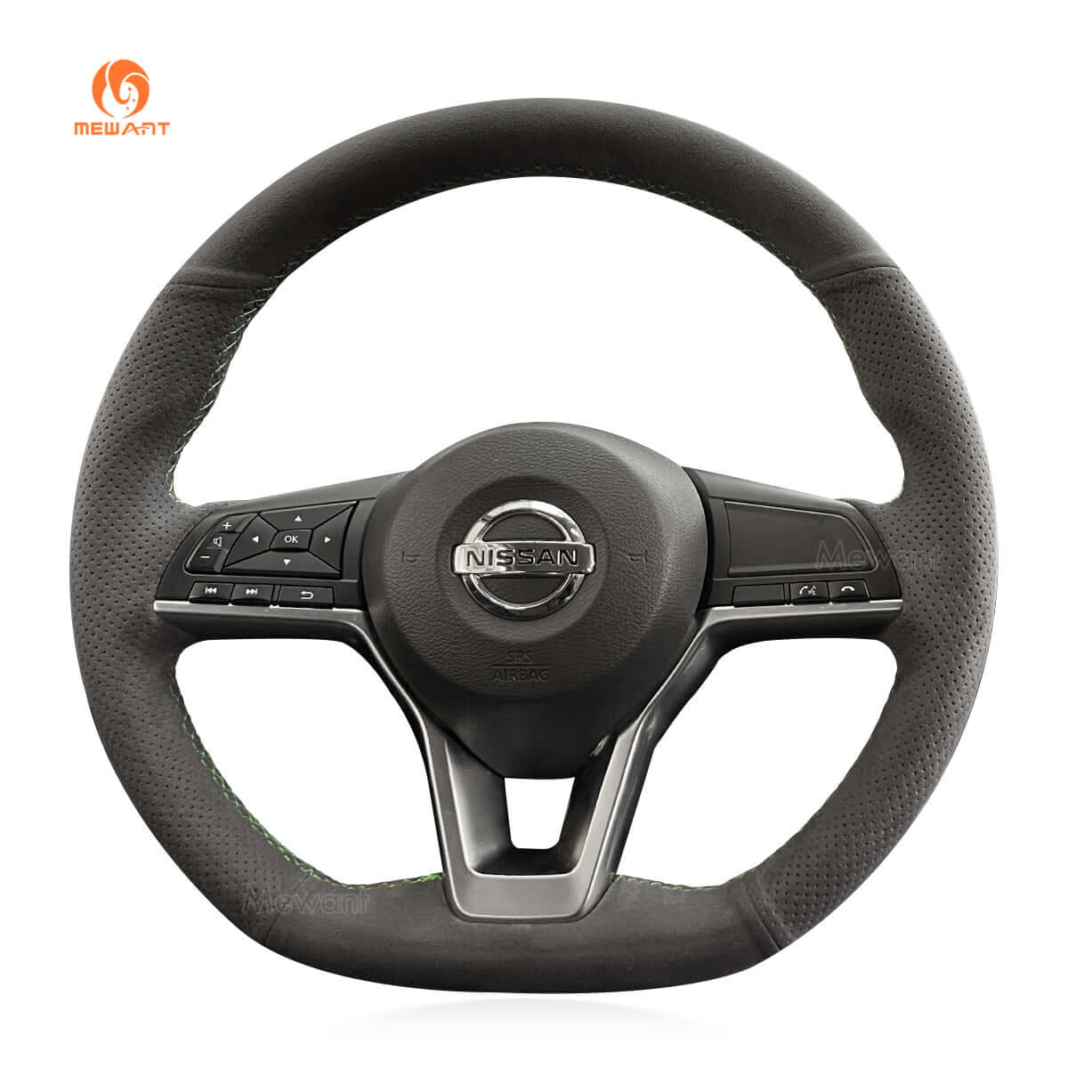 MEWANT Steering Wheel Cover for Nissan Altima Kicks Leaf Rogue Sentra Versa 2017 - 2022 - Alcantara, Leather, Carbon Fiber, Easy Install, Non - Slip, Best Steering Wheel Cover