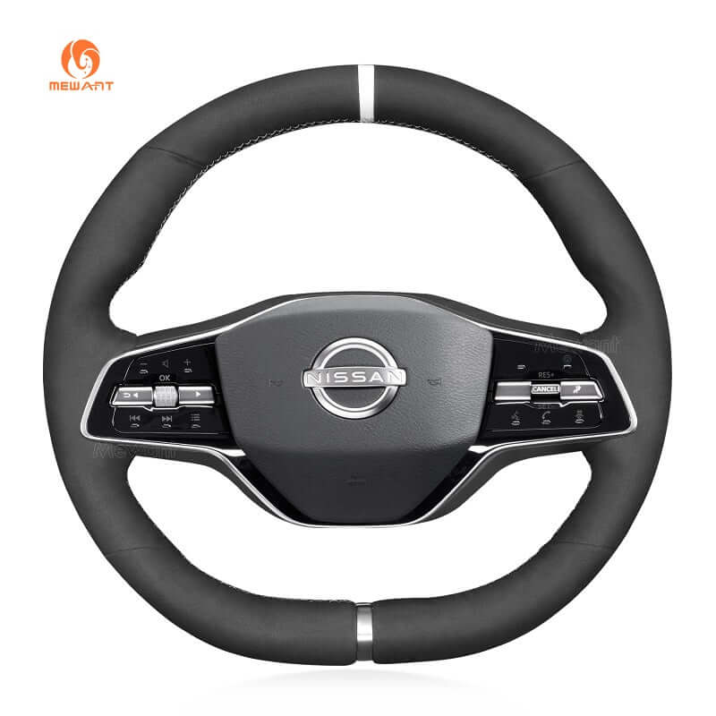 MEWANT Steering Wheel Cover for Nissan Ariya 2022 - 2024 - Alcantara, Leather, Carbon Fiber, Easy Install, Non - Slip, Best Steering Wheel Cover