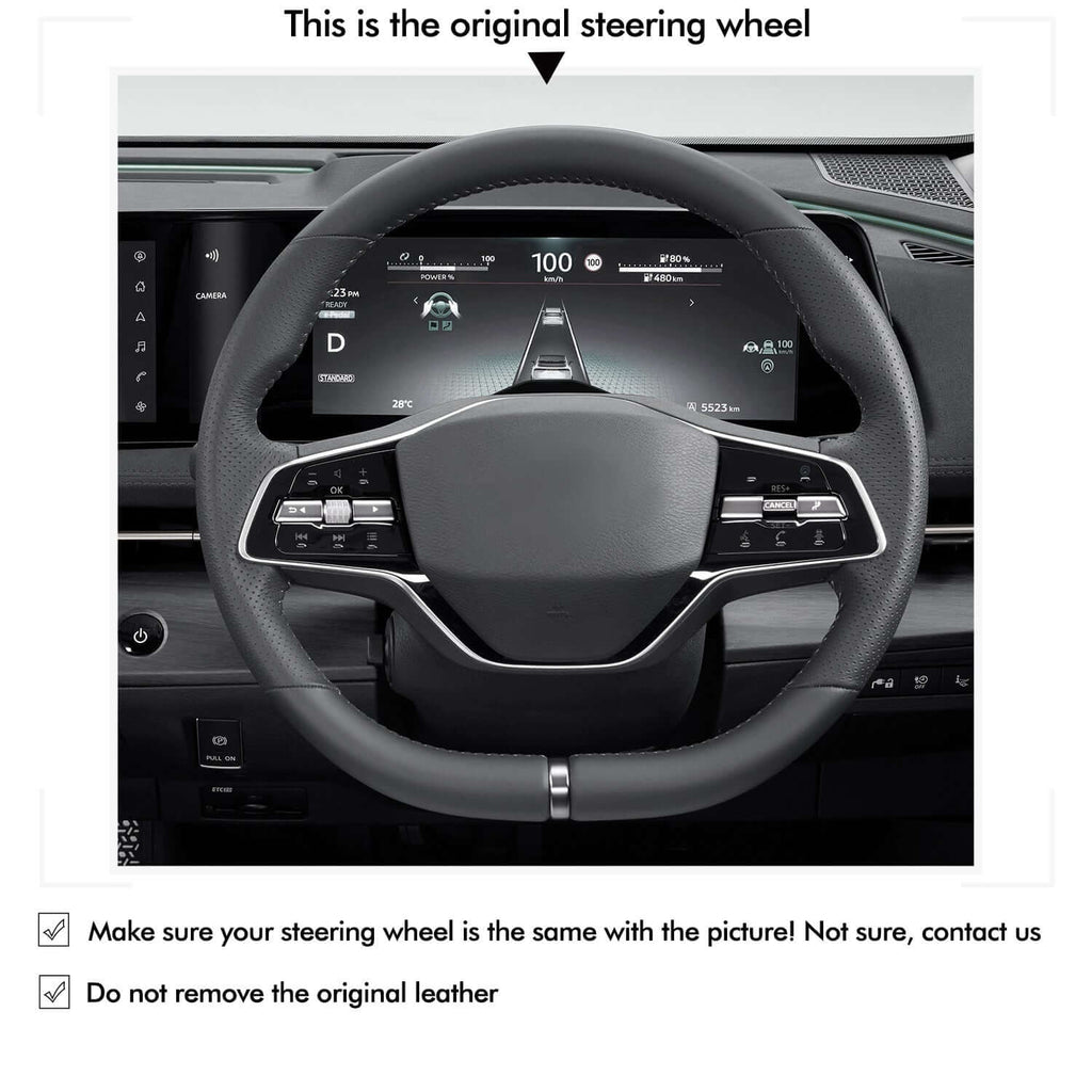 MEWANT Steering Wheel Cover for Nissan Ariya 2022 - 2024 - Alcantara, Leather, Carbon Fiber, Easy Install, Non - Slip, Best Steering Wheel Cover