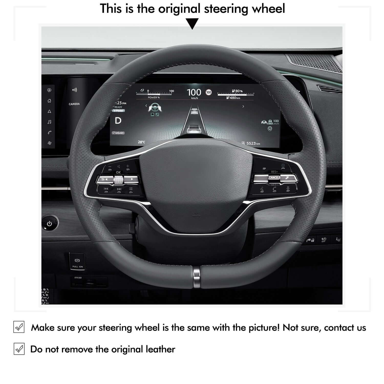 MEWANT Steering Wheel Cover for Nissan Ariya 2022 - 2024 - Alcantara, Leather, Carbon Fiber, Easy Install, Non - Slip, Best Steering Wheel Cover