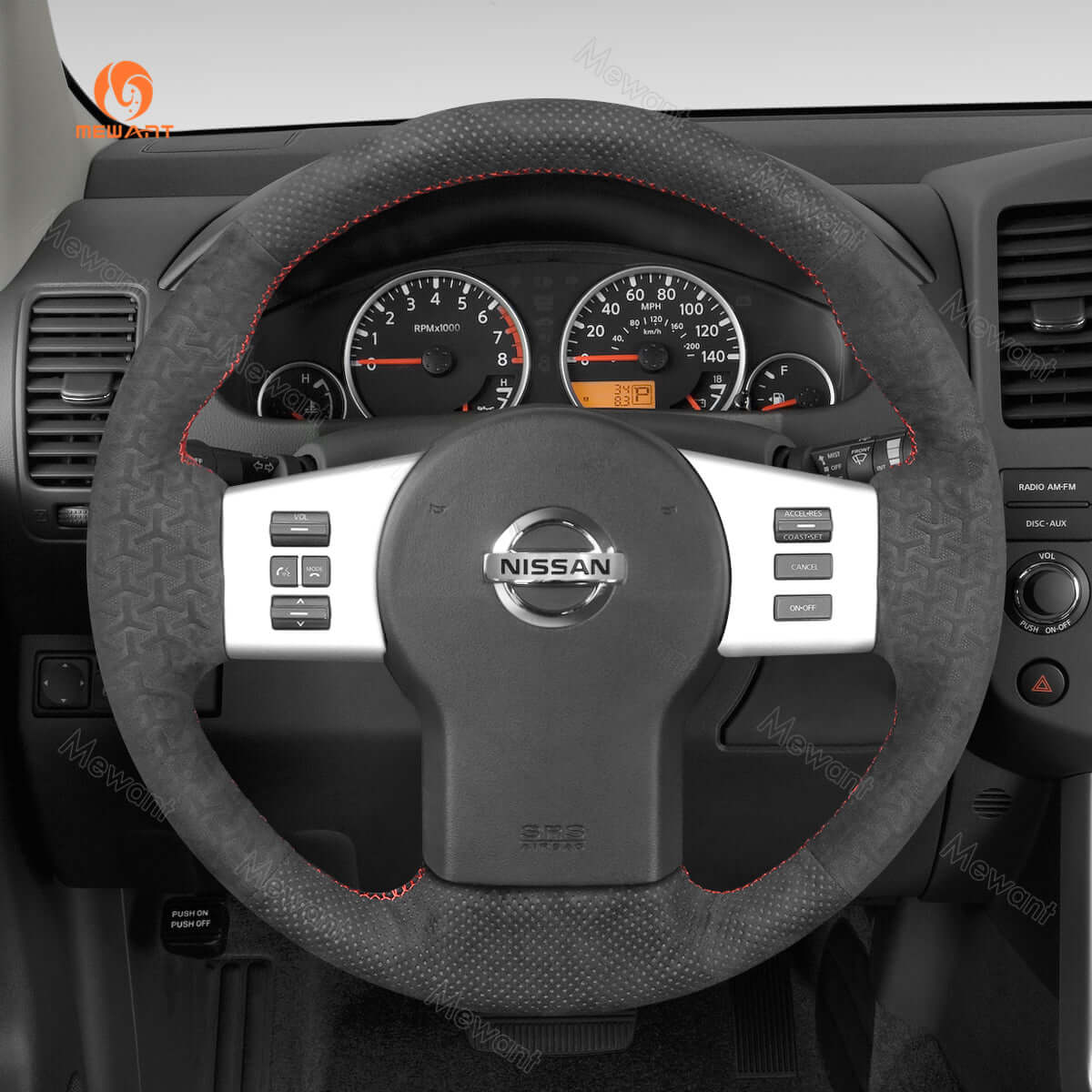 MEWANT Steering Wheel Cover for Nissan Frontier Pathfinder Xterra 2005 - 2015 - Alcantara, Leather, Carbon Fiber, Easy Install, Non - Slip, Best Steering Wheel Cover