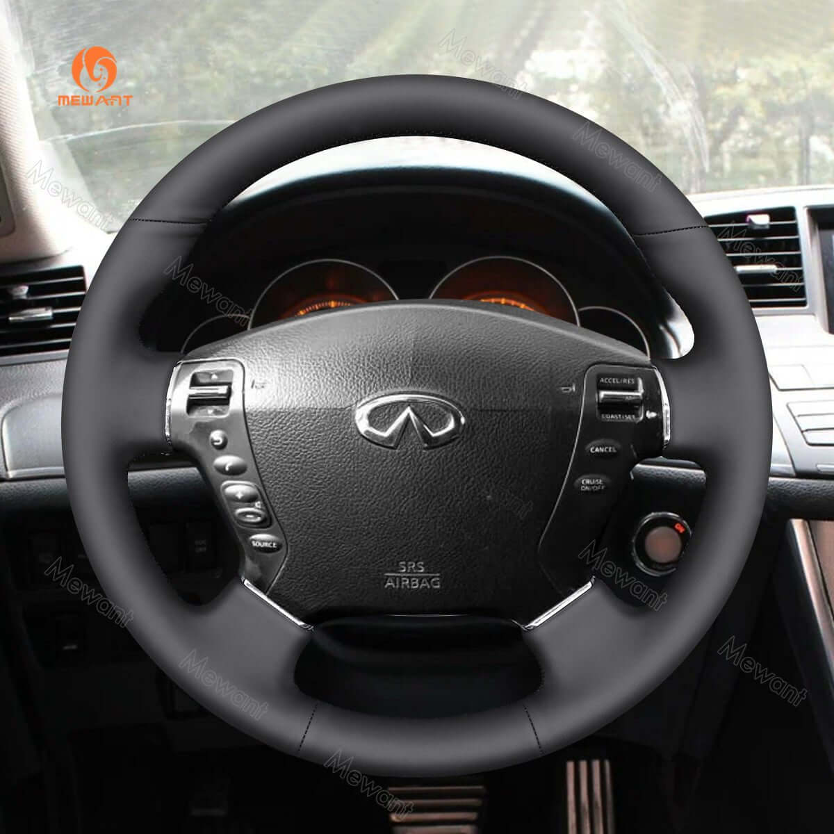 MEWANT Steering Wheel Cover for Nissan Fuga Cima 2002 - 2008 - Alcantara, Leather, Carbon Fiber, Easy Install, Non - Slip, Best Steering Wheel Cover