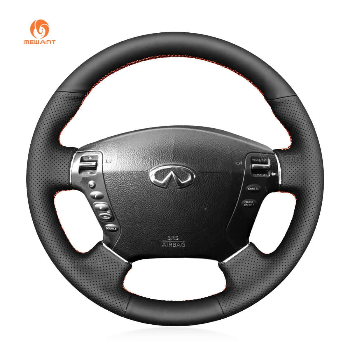 MEWANT Steering Wheel Cover for Nissan Fuga Cima 2002 - 2008 - Alcantara, Leather, Carbon Fiber, Easy Install, Non - Slip, Best Steering Wheel Cover
