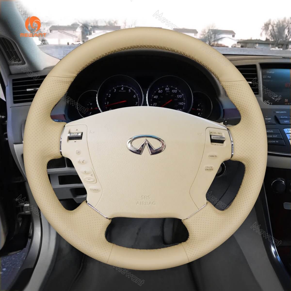 MEWANT Steering Wheel Cover for Nissan Fuga Cima 2002 - 2008 - Alcantara, Leather, Carbon Fiber, Easy Install, Non - Slip, Best Steering Wheel Cover