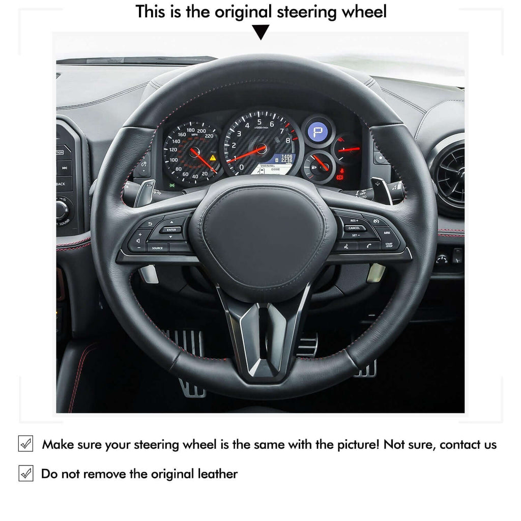 MEWANT Steering Wheel Cover for Nissan GT - R GTR 2017 - 2024 - Alcantara, Leather, Carbon Fiber, Easy Install, Non - Slip, Best Steering Wheel Cover