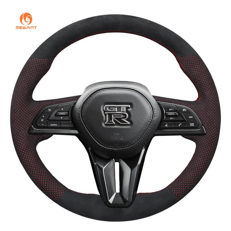 MEWANT Steering Wheel Cover for Nissan GT - R GTR 2017 - 2024 - Alcantara, Leather, Carbon Fiber, Easy Install, Non - Slip, Best Steering Wheel Cover