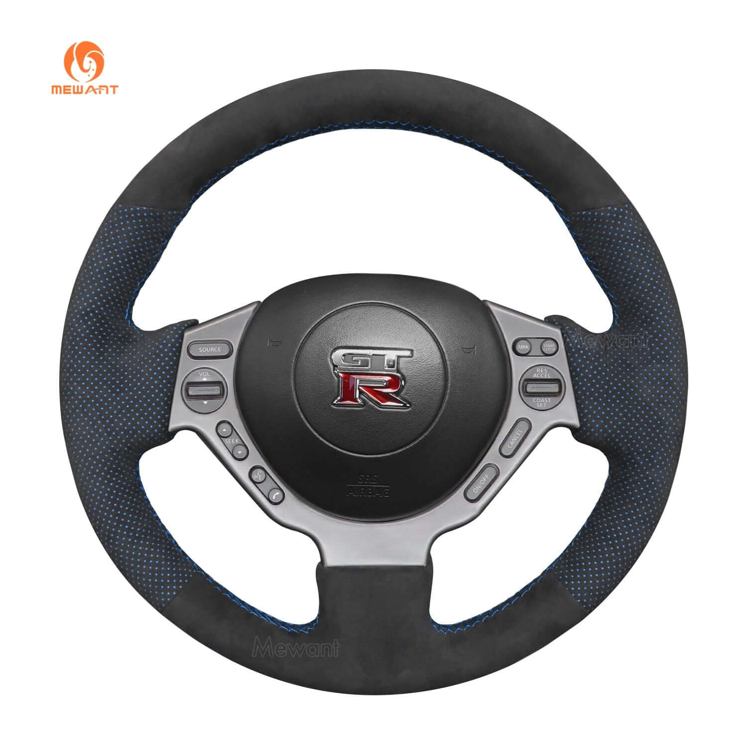 MEWANT Steering Wheel Cover for Nissan GTR GT - R Nismo 2008 - 2016 - Alcantara, Leather, Carbon Fiber, Easy Install, Non - Slip, Best Steering Wheel Cover