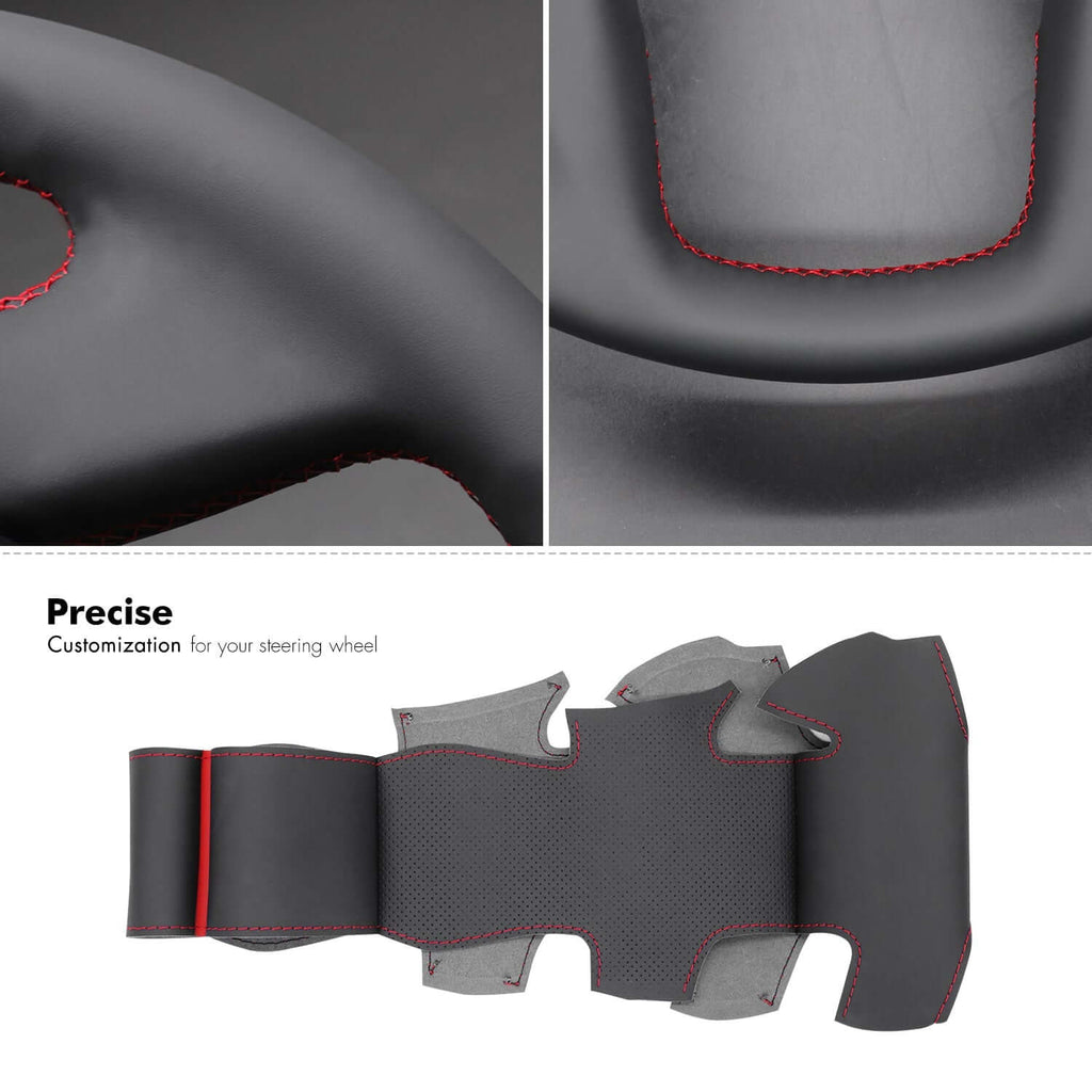 MEWANT Steering Wheel Cover for Nissan / Infiniti QX56 QX80 Armada Frontier Patrol Y62 NV go NV Passenger Titan 2011 - 2022 - Alcantara, Leather, Carbon Fiber, Easy Install, Non - Slip, Best Steering Wheel Cover