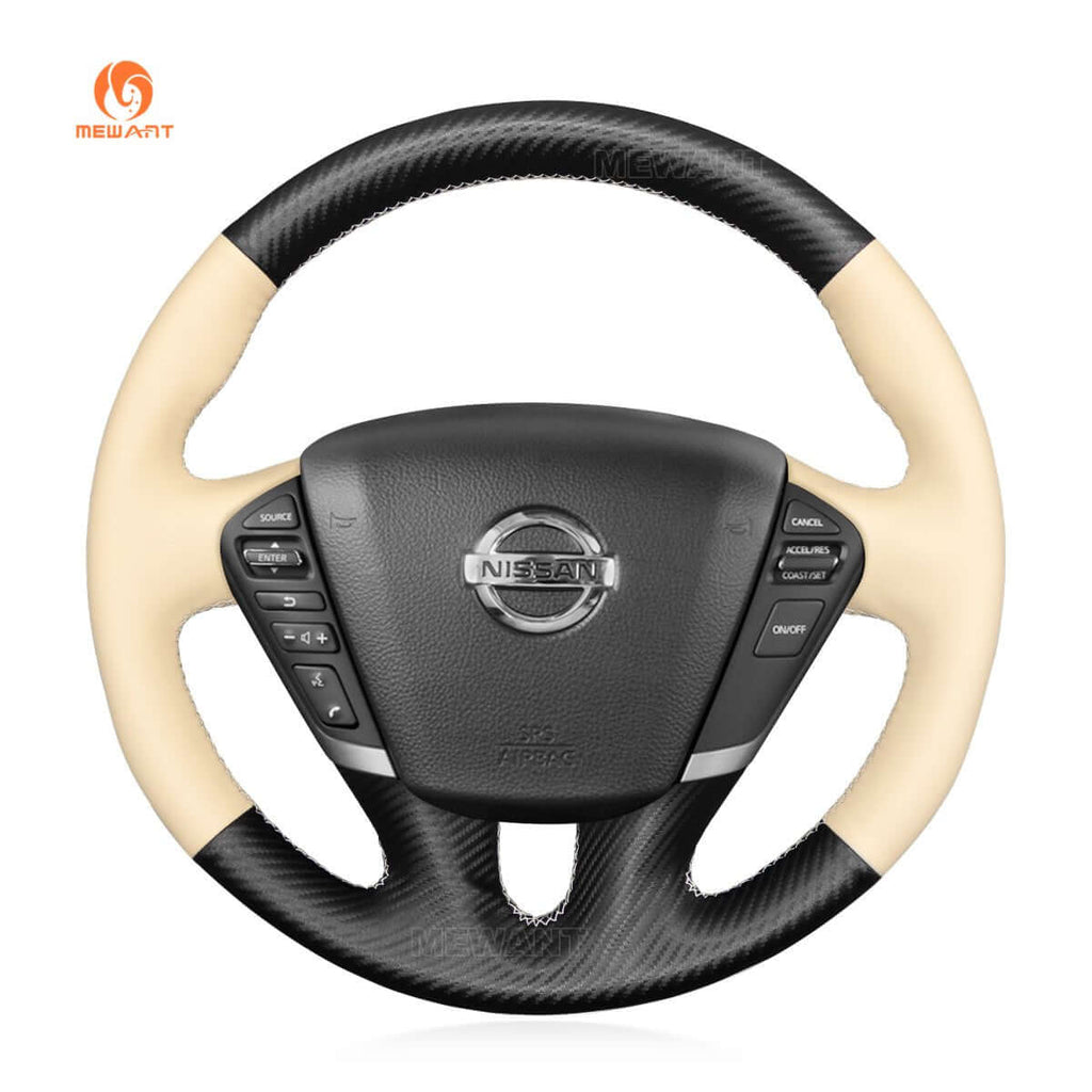MEWANT Steering Wheel Cover for Nissan Murano 2009 - 2015 Teana 2008 - 2013 Elgrand 2010 - 2021 - Alcantara, Leather, Carbon Fiber, Easy Install, Non - Slip, Best Steering Wheel Cover