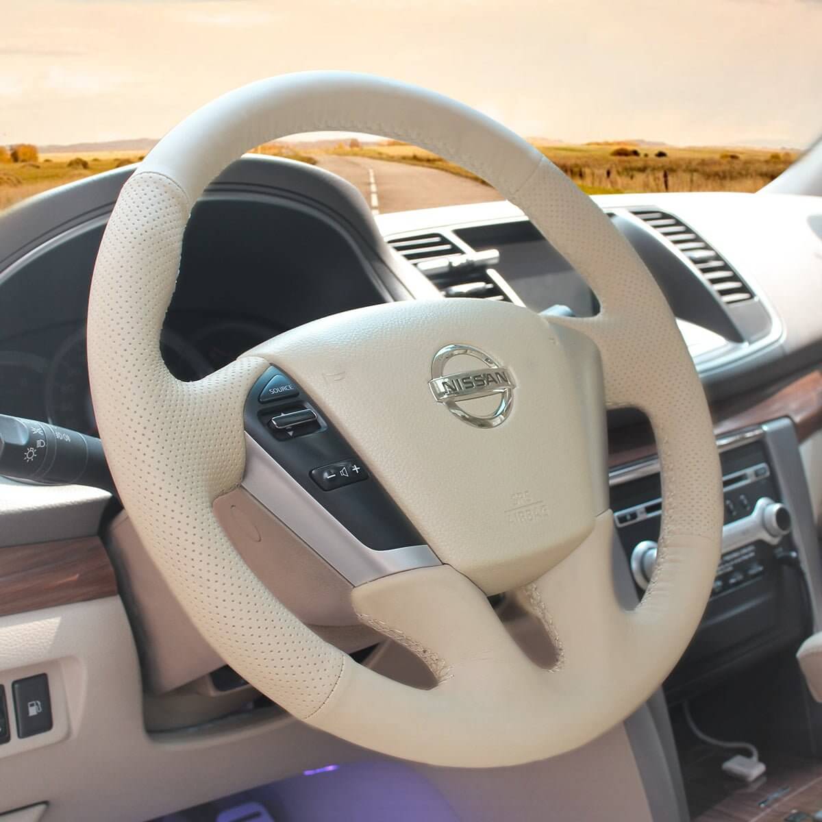 MEWANT Steering Wheel Cover for Nissan Murano 2009 - 2015 Teana 2008 - 2013 Elgrand 2010 - 2021 - Alcantara, Leather, Carbon Fiber, Easy Install, Non - Slip, Best Steering Wheel Cover