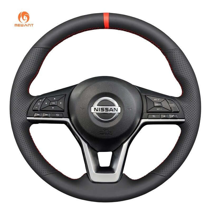 MEWANT Steering Wheel Cover for Nissan Navara 2021 - 2024 - Alcantara, Leather, Carbon Fiber, Easy Install, Non - Slip, Best Steering Wheel Cover