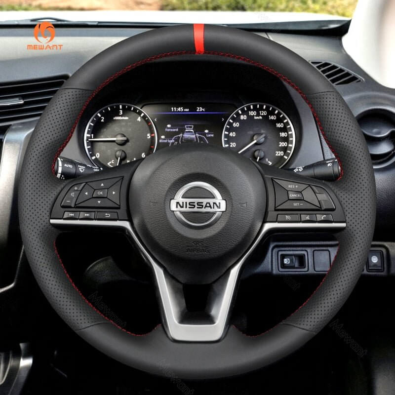 MEWANT Steering Wheel Cover for Nissan Navara 2021 - 2024 - Alcantara, Leather, Carbon Fiber, Easy Install, Non - Slip, Best Steering Wheel Cover