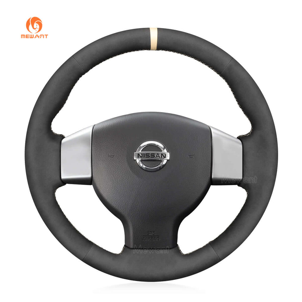 MEWANT Steering Wheel Cover for Nissan Note Tiida Bluebird Sylphy Versa Note 2006 - 2013 - Alcantara, Leather, Carbon Fiber, Easy Install, Non - Slip, Best Steering Wheel Cover
