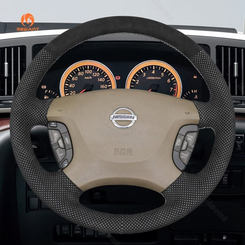 MEWANT Steering Wheel Cover for Nissan Patrol Y61 Maxima 1997 - 2014 - Alcantara, Leather, Carbon Fiber, Easy Install, Non - Slip, Best Steering Wheel Cover