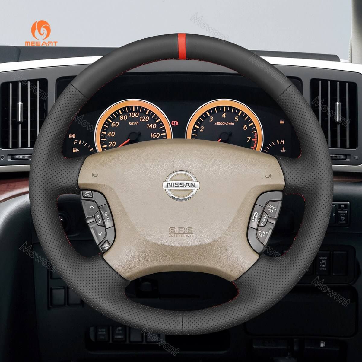 MEWANT Steering Wheel Cover for Nissan Patrol Y61 Maxima 1997 - 2014 - Alcantara, Leather, Carbon Fiber, Easy Install, Non - Slip, Best Steering Wheel Cover
