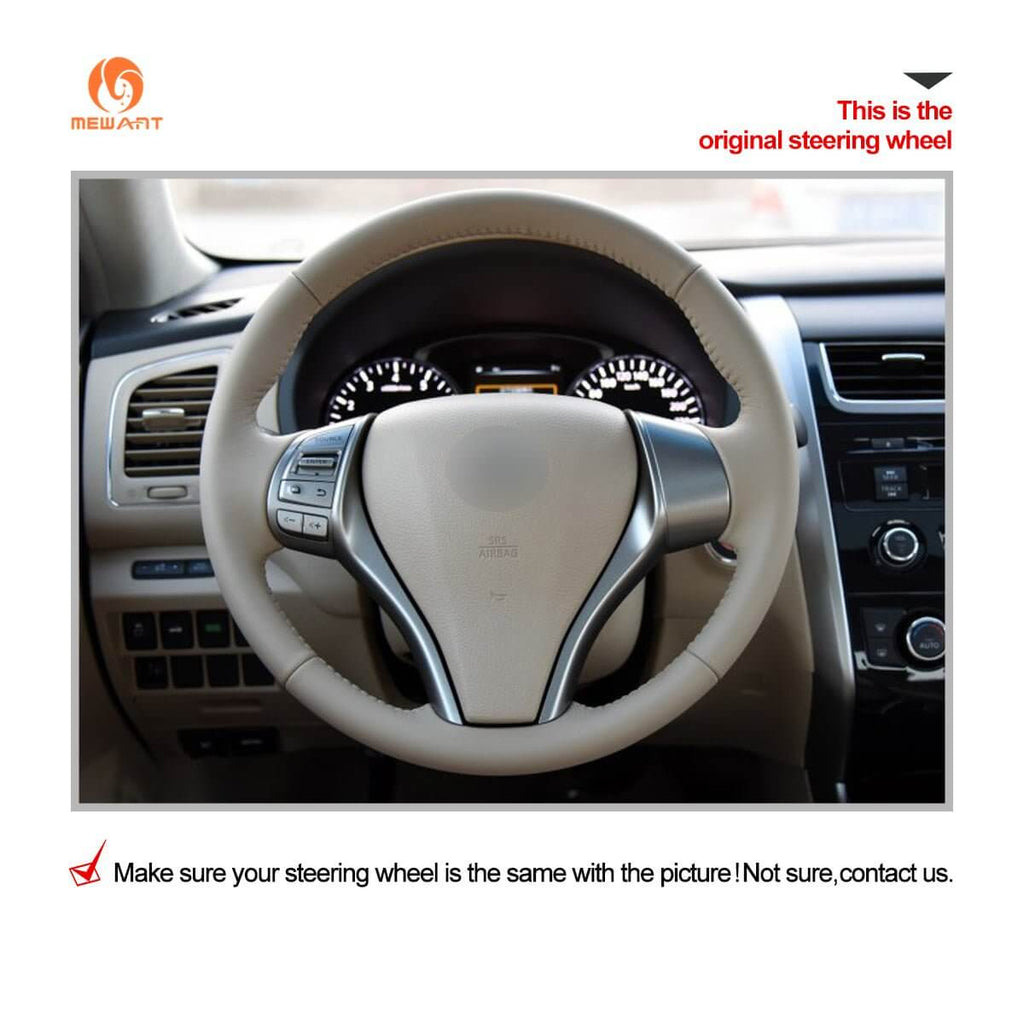MEWANT Steering Wheel Cover for Nissan Qashqai X - Trail Teana Altima Sentra Tiida Navara Pulsar Rogue Navara D23 2013 - 2020 - Alcantara, Leather, Carbon Fiber, Easy Install, Non - Slip, Best Steering Wheel Cover