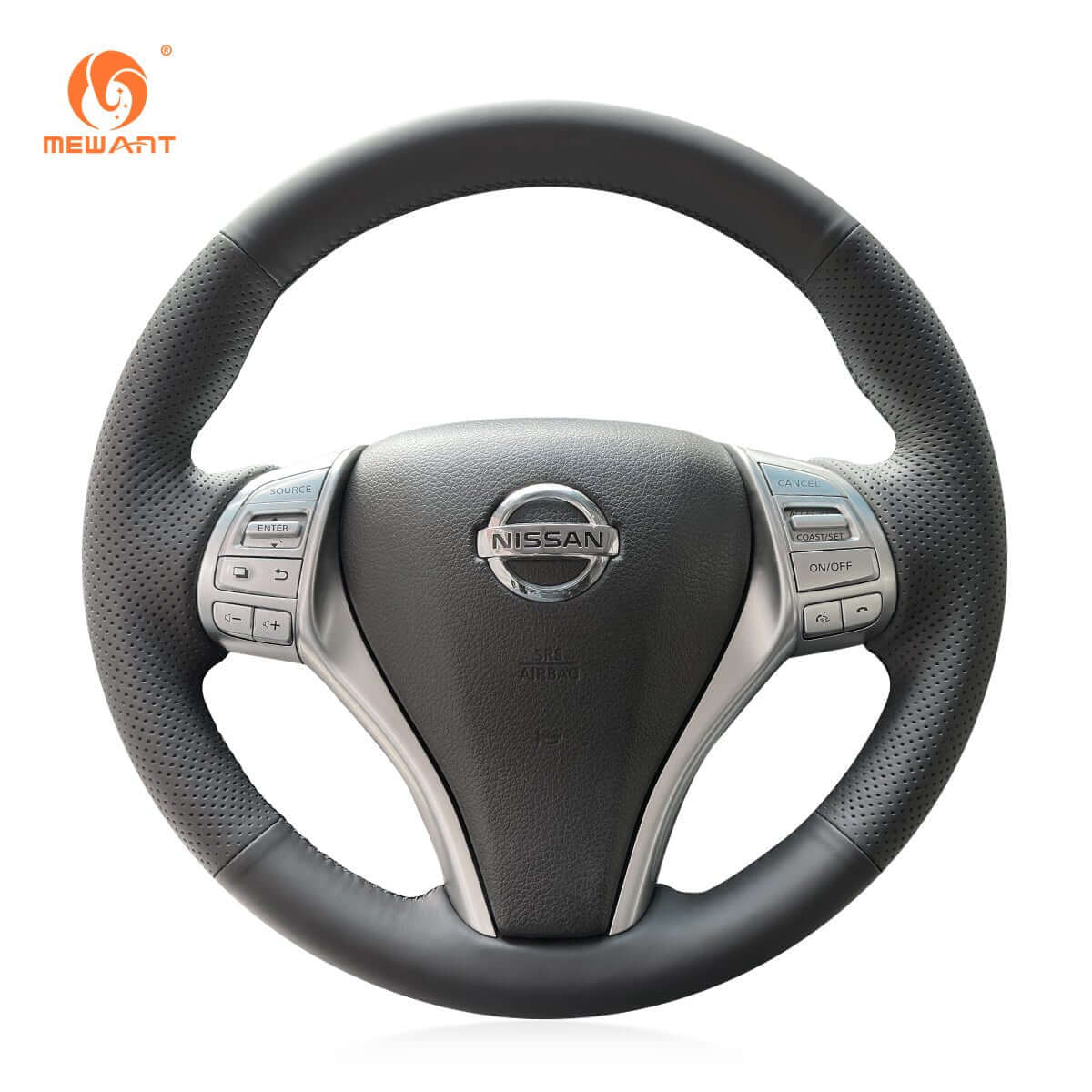 MEWANT Steering Wheel Cover for Nissan Qashqai X - Trail Teana Altima Sentra Tiida Navara Pulsar Rogue Navara D23 2013 - 2020 - Alcantara, Leather, Carbon Fiber, Easy Install, Non - Slip, Best Steering Wheel Cover