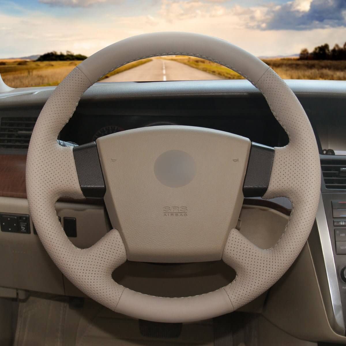 MEWANT Steering Wheel Cover for Nissan / Renault / Samsung Teana Cefiro 2003 - 2008 - Alcantara, Leather, Carbon Fiber, Easy Install, Non - Slip, Best Steering Wheel Cover