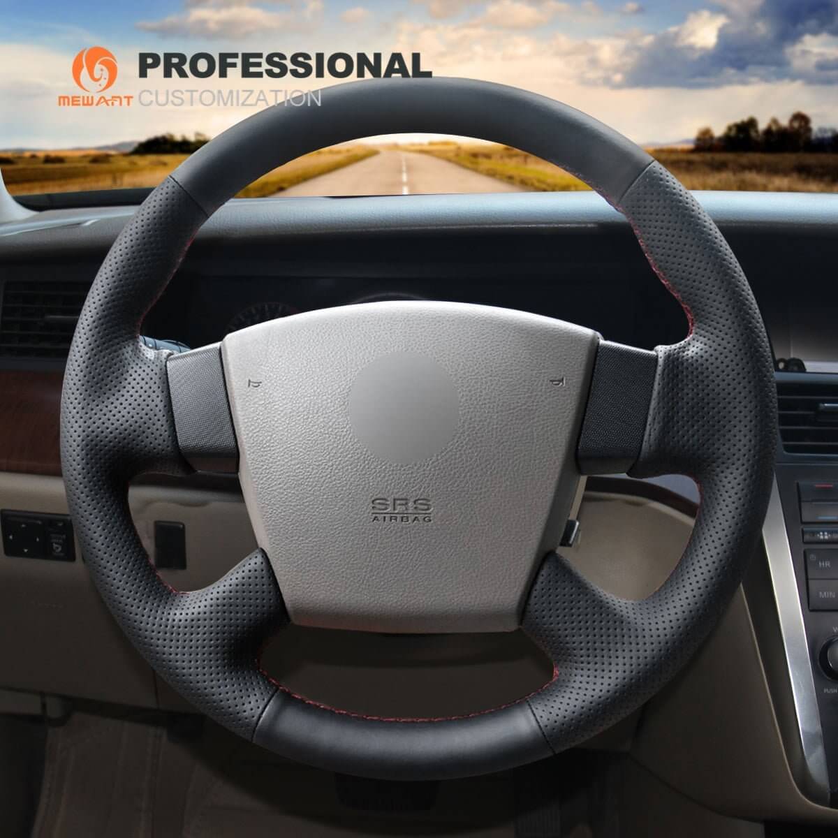 MEWANT Steering Wheel Cover for Nissan / Renault / Samsung Teana Cefiro 2003 - 2008 - Alcantara, Leather, Carbon Fiber, Easy Install, Non - Slip, Best Steering Wheel Cover