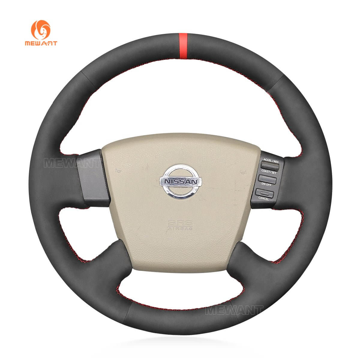 MEWANT Steering Wheel Cover for Nissan / Renault / Samsung Teana Cefiro 2003 - 2008 - Alcantara, Leather, Carbon Fiber, Easy Install, Non - Slip, Best Steering Wheel Cover