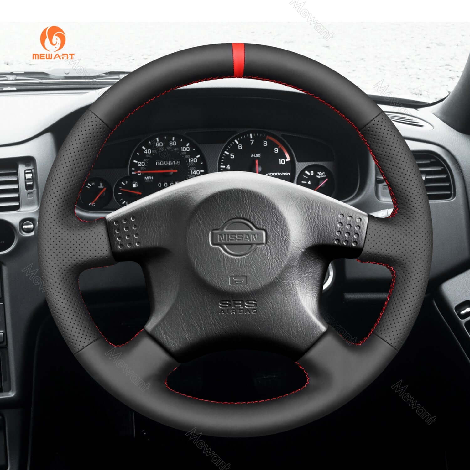 MEWANT Steering Wheel Cover for Nissan Skyline ECR33 R33 GTR 1995 - 1998 - Alcantara, Leather, Carbon Fiber, Easy Install, Non - Slip, Best Steering Wheel Cover