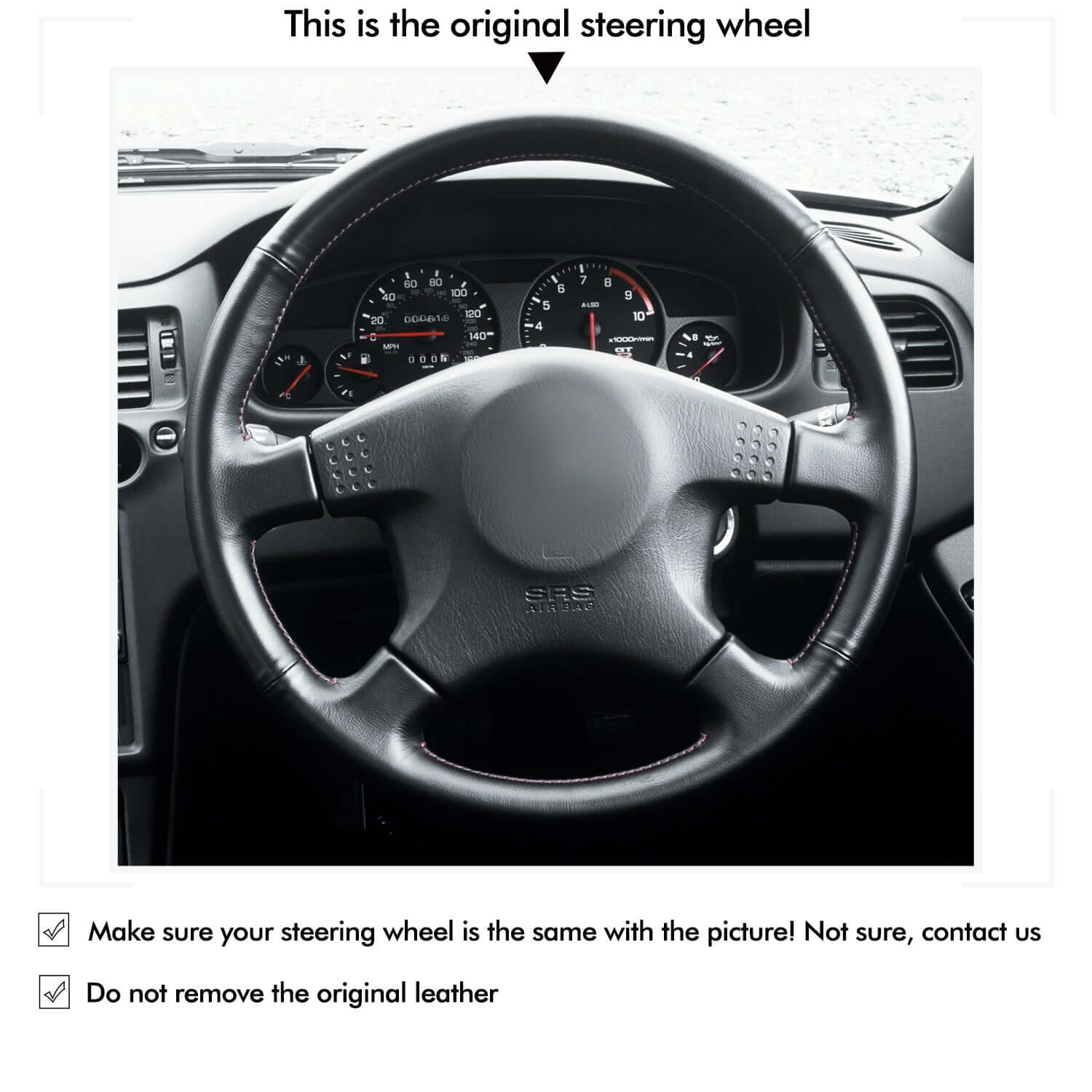 MEWANT Steering Wheel Cover for Nissan Skyline ECR33 R33 GTR 1995 - 1998 - Alcantara, Leather, Carbon Fiber, Easy Install, Non - Slip, Best Steering Wheel Cover