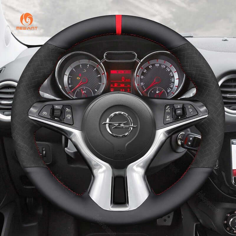 MEWANT Steering Wheel Cover for Opel Adam 2012 - 2020 - Alcantara, Leather, Carbon Fiber, Easy Install, Non - Slip, Best Steering Wheel Cover