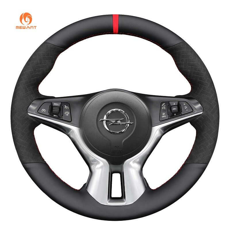 MEWANT Steering Wheel Cover for Opel Adam 2012 - 2020 - Alcantara, Leather, Carbon Fiber, Easy Install, Non - Slip, Best Steering Wheel Cover