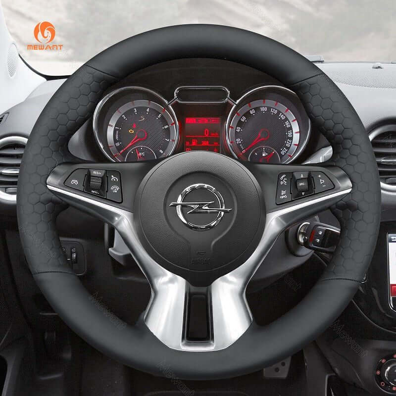 MEWANT Steering Wheel Cover for Opel Adam 2012 - 2020 - Alcantara, Leather, Carbon Fiber, Easy Install, Non - Slip, Best Steering Wheel Cover