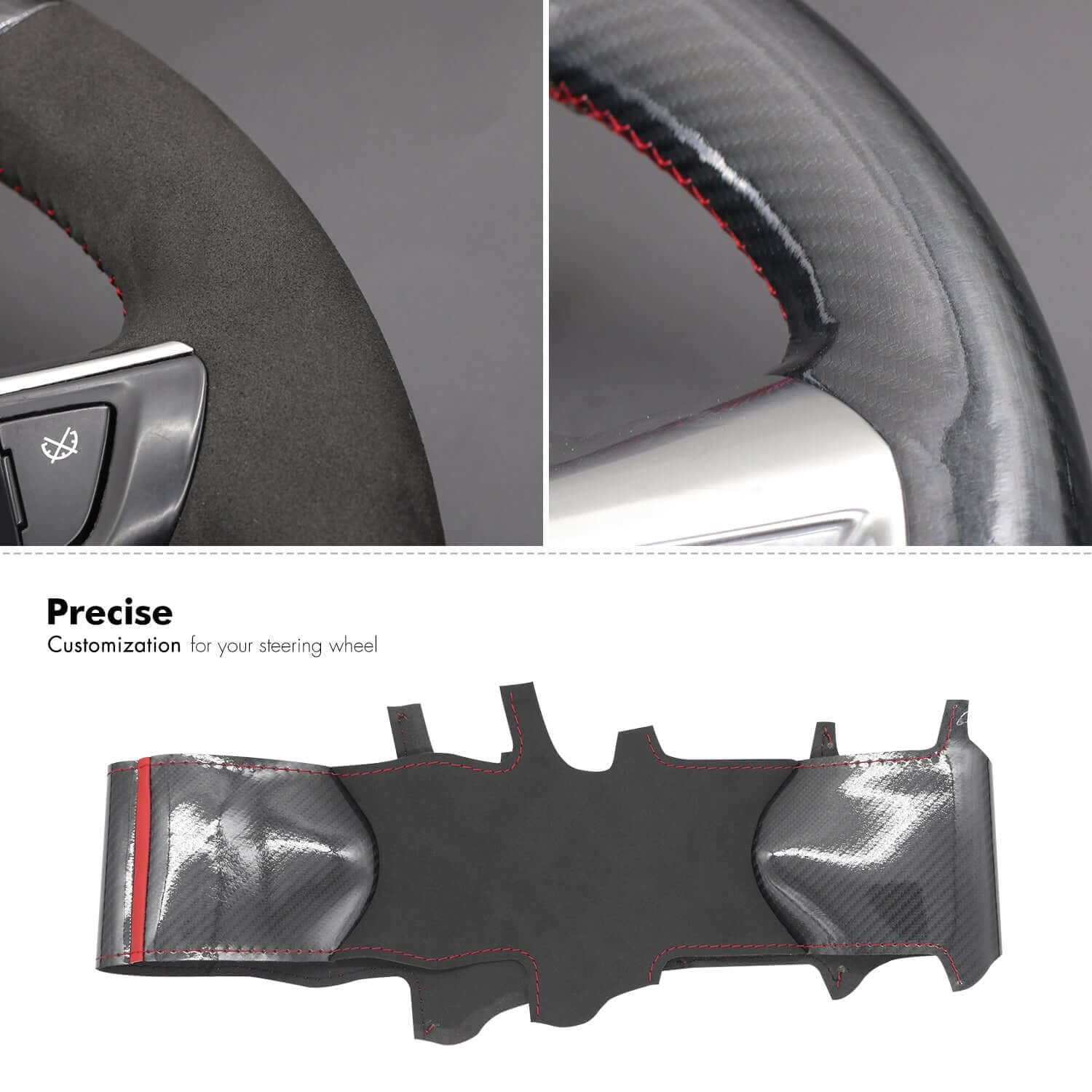 MEWANT Steering Wheel Cover for Opel Adam 2012 - 2020 - Alcantara, Leather, Carbon Fiber, Easy Install, Non - Slip, Best Steering Wheel Cover