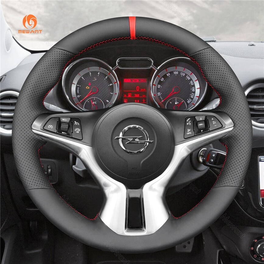 MEWANT Steering Wheel Cover for Opel Adam 2012 - 2020 - Alcantara, Leather, Carbon Fiber, Easy Install, Non - Slip, Best Steering Wheel Cover